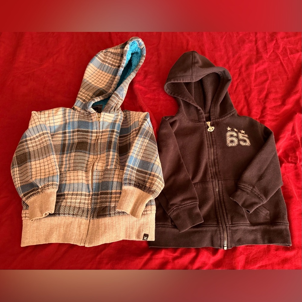 Hurley Blue Plaid and Okie Dokie Kids Hoodies